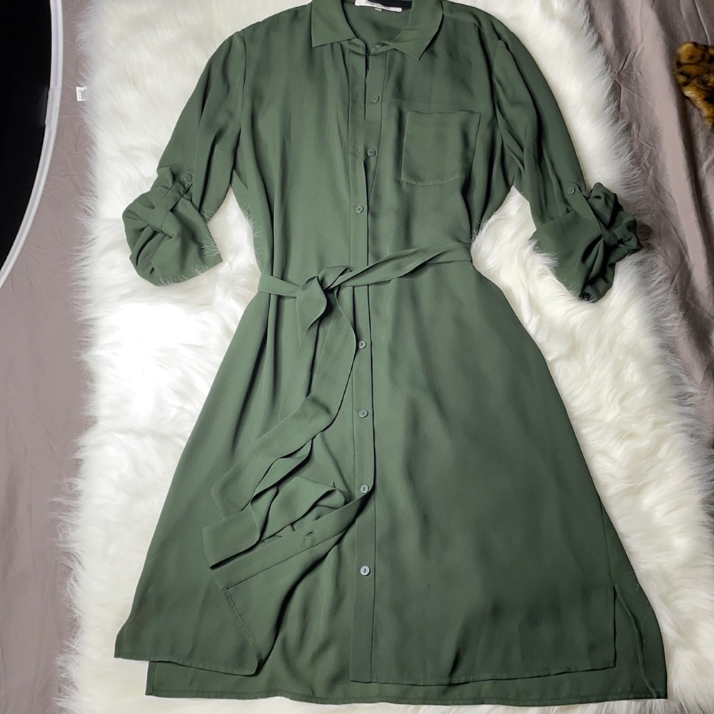 Diane Von Furnstenberg shirt dress Sz L EUC